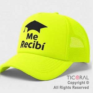 SOMBRERO GORRA IMPRESO ME RECIBI FLUO AMARILLO CAP x 1